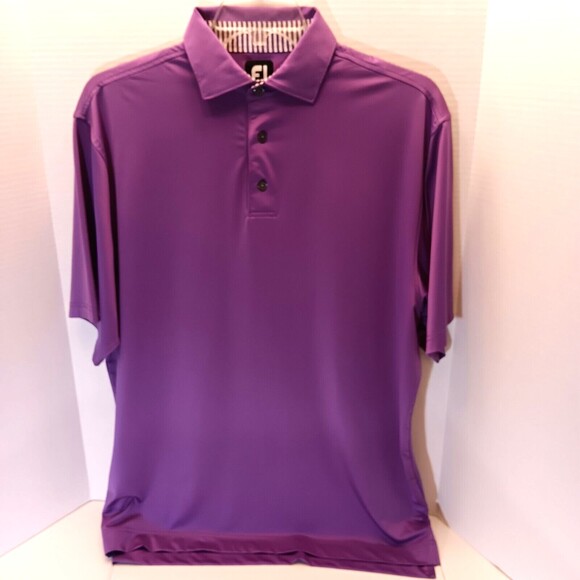 FootJoy Shirt Men L Purple Polo Performance Stretch Short Sleeve Golf Preppy - Picture 1 of 7